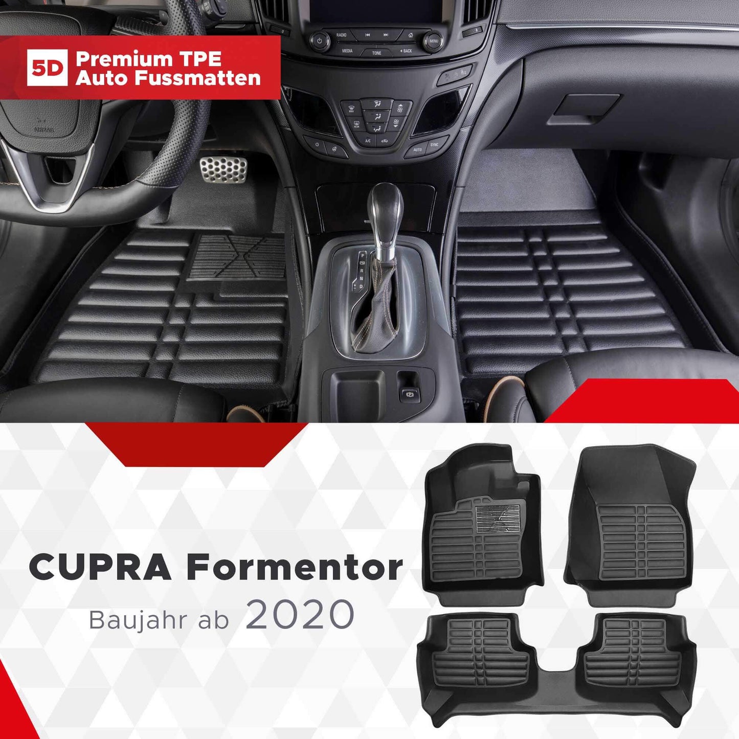 5D Starline Premium Auto Fussmatten TPE Set passend für Cupra Formentor Baujahr ab 2020