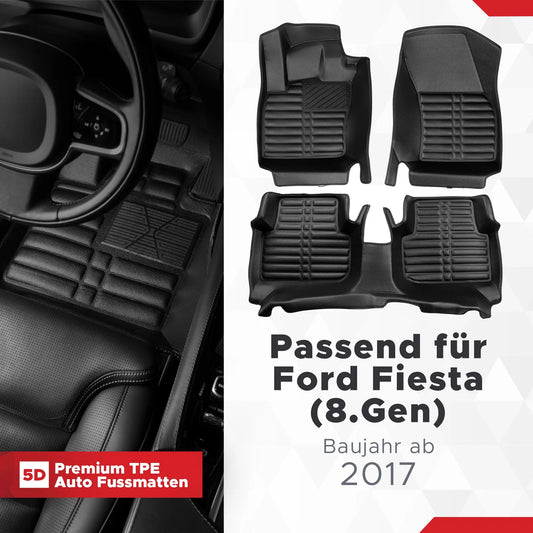 5D Starline Premium Auto Fussmatten TPE Set passend für Ford Fiesta (8.Gen) Baujahr ab 2017
