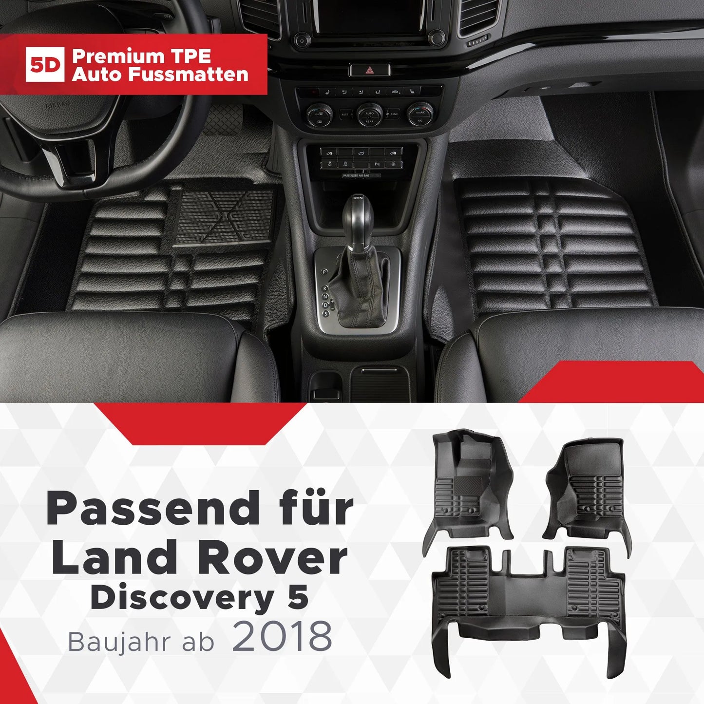 5D Starline Premium Auto Fussmatten TPE Set passend für Land Rover Discovery 5 Baujahr ab 2018