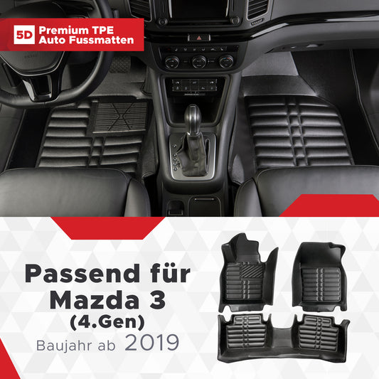 5D Starline Premium Auto Fussmatten TPE Set passend für Mazda 3 (4.Gen) Baujahr ab 2019