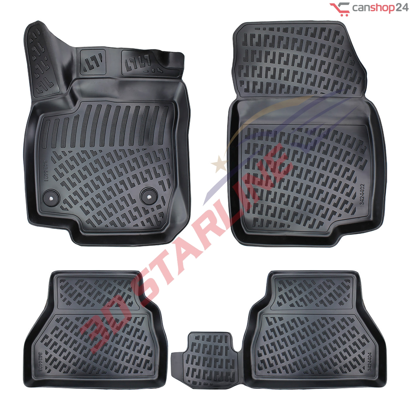 3D Starline Gummimatten Set für FORD B-MAX 2012-2017 passgenaue Auto Fußmatten ekstra hoher