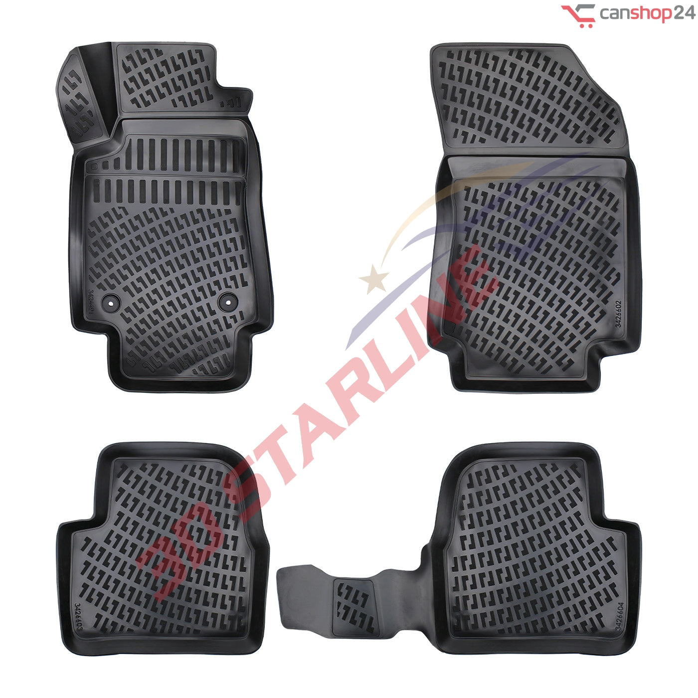 3D Starline Gummimatten Set für CITROEN C3 (3.Gen) ab 2017 Auto Fußmatten ekstra hoher