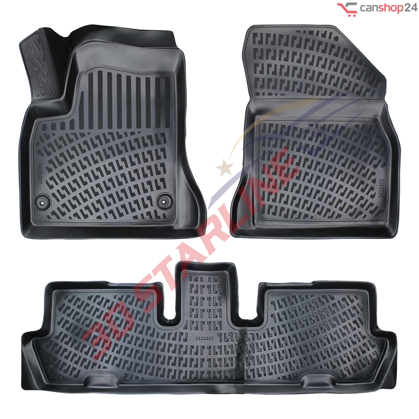 3D Starline Gummimatten Set für CITROEN C4 PICASSO (1.Gen) 2006-2013 Auto Fußmatten ekstra hoher