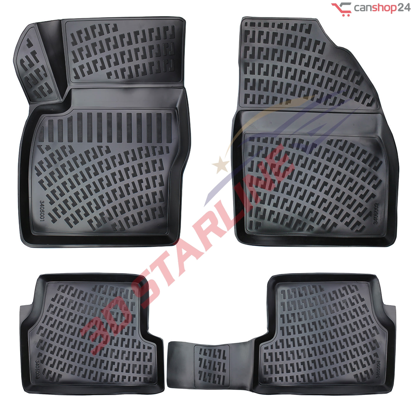 3D Starline Gummimatten Set für FORD FOCUS 2 (II) 2005 -2010 passgenaue Auto Fußmatten ekstra hoher