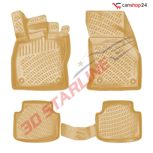 3D Starline Gummimatten Set für VW PASSAT (B8) 2015-2018 (BEIGE) Auto Fußmatten passgenaue ekstra hoher