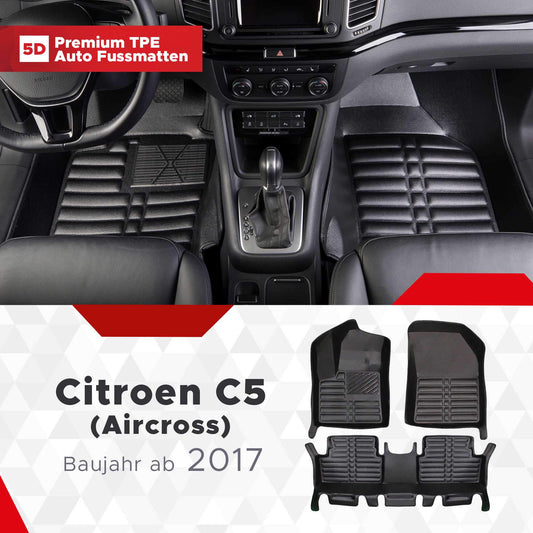 5D Starline Premium Auto Fussmatten TPE Set passend für Citroen C5 Aircross Baujahr ab 2017