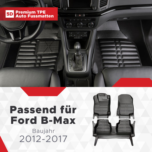 5D Starline Premium Auto Fussmatten TPE Set passend für Ford B-Max Baujahr 2012-2017