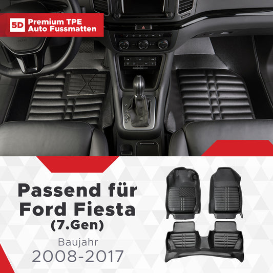 5D Starline Premium Auto Fussmatten TPE Set passend für Ford Fiesta (7. Gen) Baujahr 2008-2017