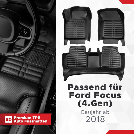 5D Starline Premium Auto Fussmatten TPE Set passend für Ford Focus (4.Gen) Baujahr ab 2018