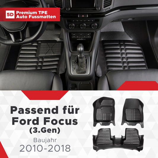 5D Starline Premium Auto Fussmatten TPE Set passend für Ford Focus (3.Gen) Baujahr 2010-2018