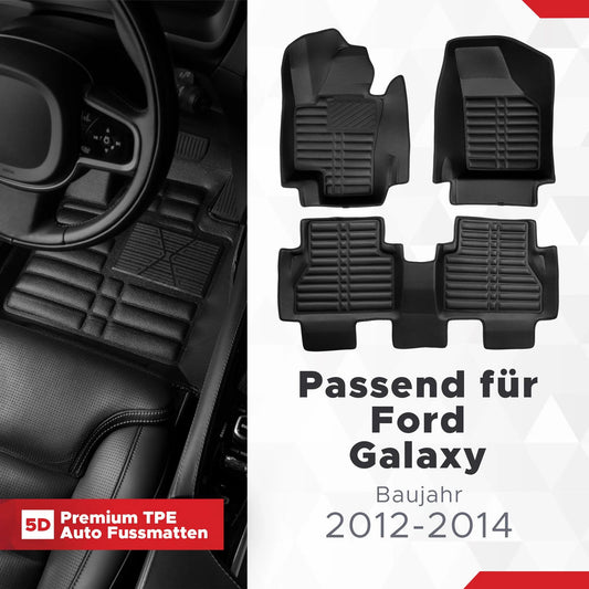 5D Starline Premium Auto Fussmatten TPE Set passend für Ford Galaxy Baujahr 2012-2014