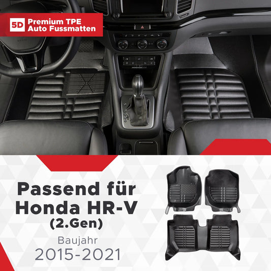 5D Starline Premium Auto Fussmatten TPE Set passend für Honda HR-V (2.Gen) Baujahr 2015-2021