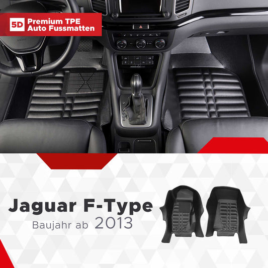 5D Starline Premium Auto Fussmatten TPE Set Passend für Jaguar F-Type Baujahr ab 2013