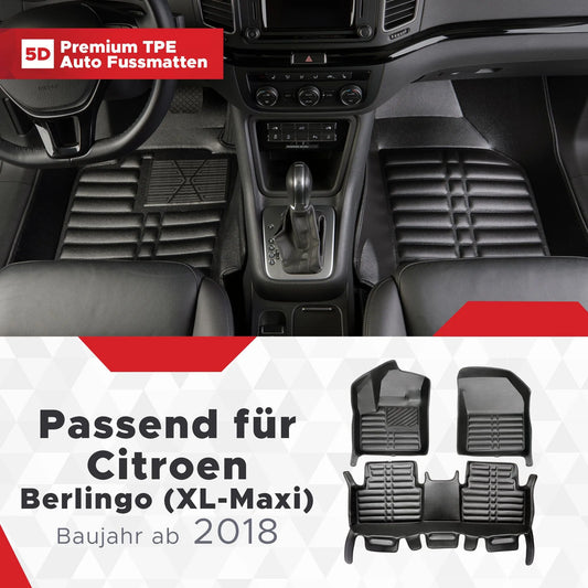 5D Starline Premium Auto Fussmatten TPE Set passend für Citroen Berlingo (XL – Maxi) Baujahr ab 2018