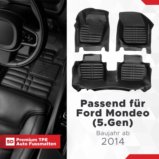 5D Starline Premium Auto Fussmatten TPE Set passend für Ford Mondeo (5.Gen) Baujahr ab 2014