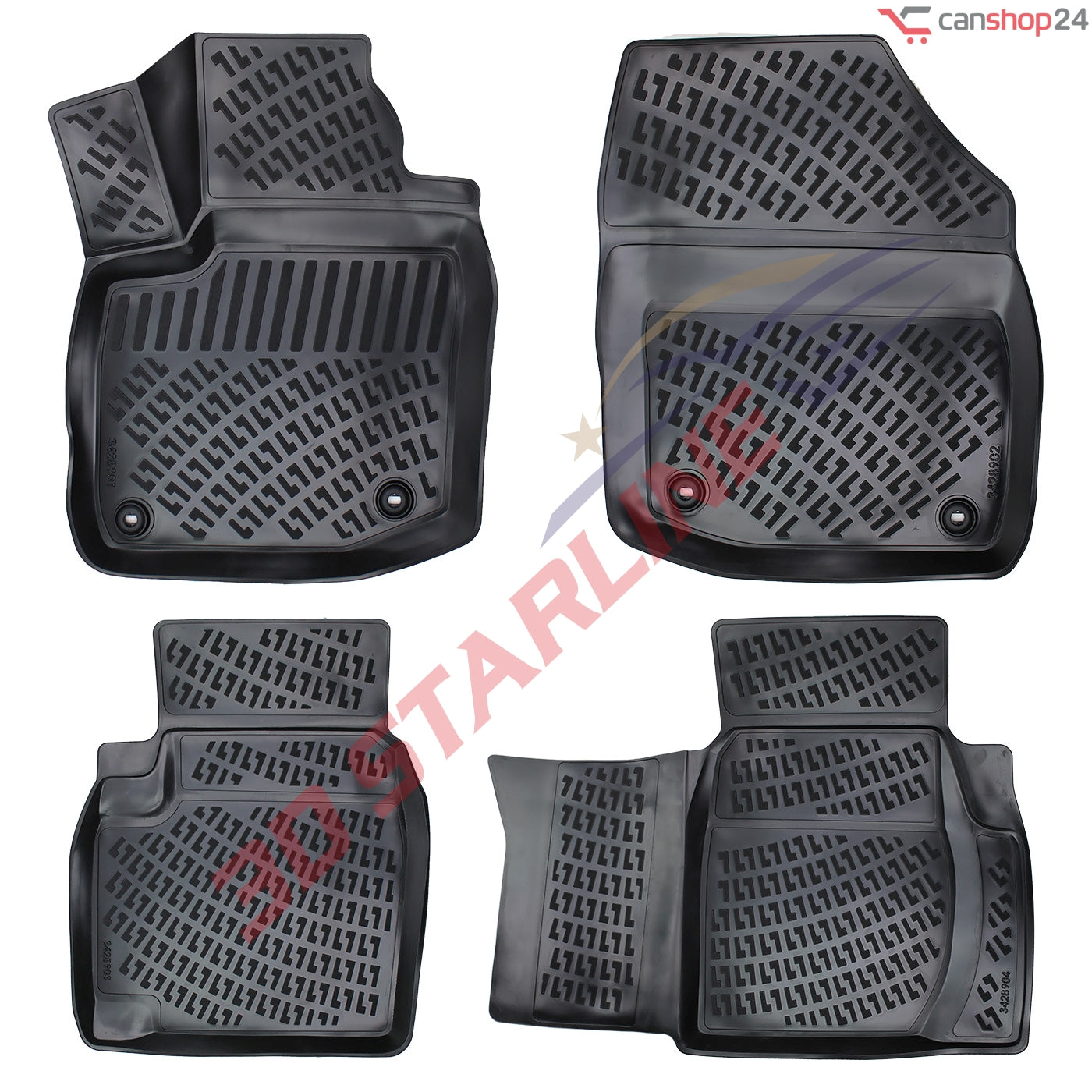 3D Starline Gummimatten Set für HONDA Civic HB 2012-2016 passgenaue Auto Fußmatten ekstra hoher