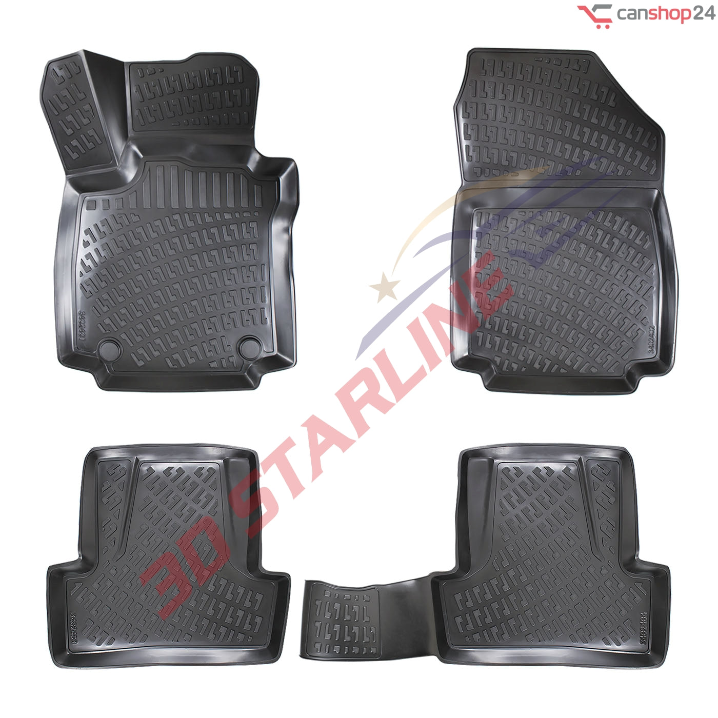 3D Starline Gummimatten Set für RENAULT CLIO (IV) 2012-2019 Auto Fußmatten passgenaue ekstra hoher